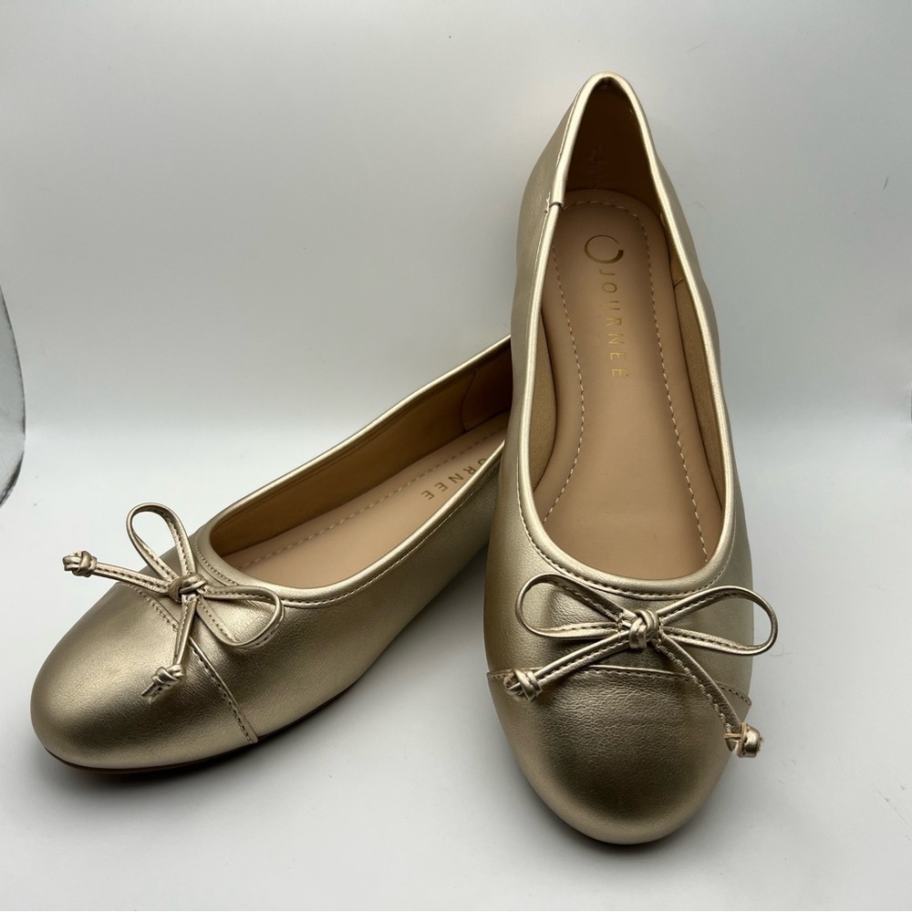 Journee Collection Metallic Gold Flats